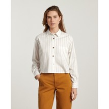 Everlane Womens The Silky Cotton Way-Short Shirt Pocket Beige White Stripe XS - £38.52 GBP