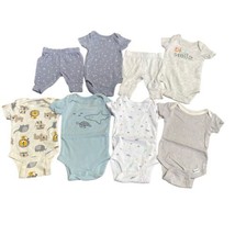 Newborn Bodysuits Lot Of 8 Pieces Baby Gender Neutral Short Sleeve Pants - £9.18 GBP