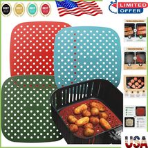 3-Pack Silicone Air Fryer Liners - 7.5&#39;&#39; Square with Cheat Sheet and Rec... - $26.56 CAD