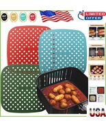 3-Pack Silicone Air Fryer Liners - 7.5&#39;&#39; Square with Cheat Sheet and Rec... - $350.61 MXN