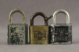 Vintage Collection 3PC Lot Padlocks No Keys Brass Reese Eagle Lock Company &amp; Tay - £19.65 GBP