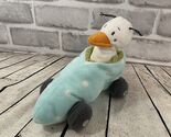 Ikea Fabler small plush baby rattle toy white duck goose blue polka dot ... - $9.77