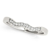 Size: 8.5 - 14k White Gold Wavy Style Diamond Wedding Ring (1/15 cttw) - £412.01 GBP
