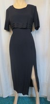 Vtg Impulsive Day/Evening Dress Size 8 empire waist, Navy Blue Midi - $45.00