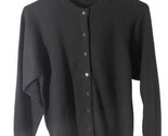Grannycore Cardigan Sweater Black M Button Up Long Sleeved Round Neck - $20.01