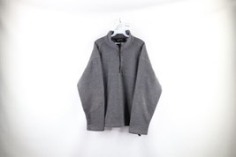 Vtg 90s Eddie Bauer Mens Large Spell Out Half Zip Fleece Pullover Sweater Gray - £42.68 GBP