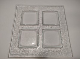 4 Divided Square Vintage Clear Glass Serving / Dip / Hors D’oeuvre Tray - £11.62 GBP