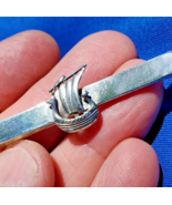 Sterling Silver 925 Viking Ship Tie Clip Bar Denmark Vintage Signed Bjer... - $3,506.50 MXN