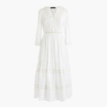 NWT J.Crew Tiered Eyelet Prairie Midi in White Fit &amp; Flare Dress 2 - £85.28 GBP