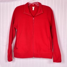 Merona Women&#39;s Zip Up Jacket Red Fleece Size XL - £13.58 GBP
