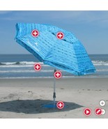 Tommy Bahama Beach Umbrella Light Blue ANCHORX 7.5&#39; UPF 50+ Wind Vent Tilt - $74.99