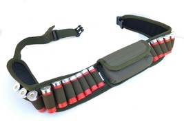 Duck Hunting Shotgun Shell Belt Waist carrier Ammo Belt with glass pouch - GREEN - £13.38 GBP