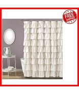 Machine Washable Ruffle Shower Curtain with Floral Design, Chic 72&quot; x 72... - $853.64 MXN