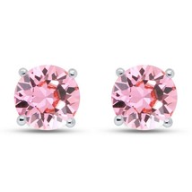 5mm Simulated Tourmaline Stud Earrings 14k White Gold Plated Sterling Si... - £33.37 GBP