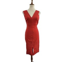 Rachel Roy Red Snap Out Of It Dress Sleeveless V Neck Front Slit Sheath Size 2 - £72.62 GBP