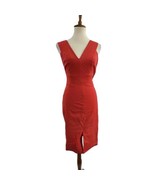 Rachel Roy Red Snap Out Of It Dress Sleeveless V Neck Front Slit Sheath ... - $95.66