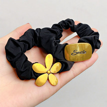 Gold Flower and Gold &quot;SMILE&quot; Hair Tie Scrunchie - $2.60