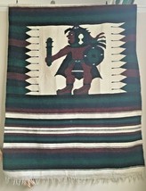 Mexican Aztec Warrior Woven Blanket from Cozumel Mexico 48” x 72” - $39.99