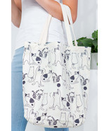 Dancing Cat Canvas Tote Bag Shopper Beach Gym Large Handbag Big Purse Di... - $24.35 CAD