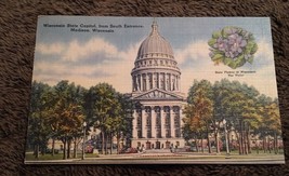 Vintage Postcard Linen Posted 1915 Wisconsin State Capitol Madison WI - £0.73 GBP