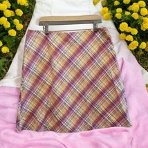 Talbots Womens Multicolor A-Line Plaid Skirt Size 16 Cotton Lined Orange... - $25.76 CAD