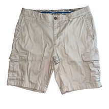 Tommy Bahama Khaki Flat Front Cotton Cargo Shorts Pockets Mens 35 - £18.86 GBP