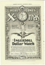 1902 Ingersoll Dollar Watch Here Comes Christmas Pocket Watch Antique Print Ad - £7.72 GBP