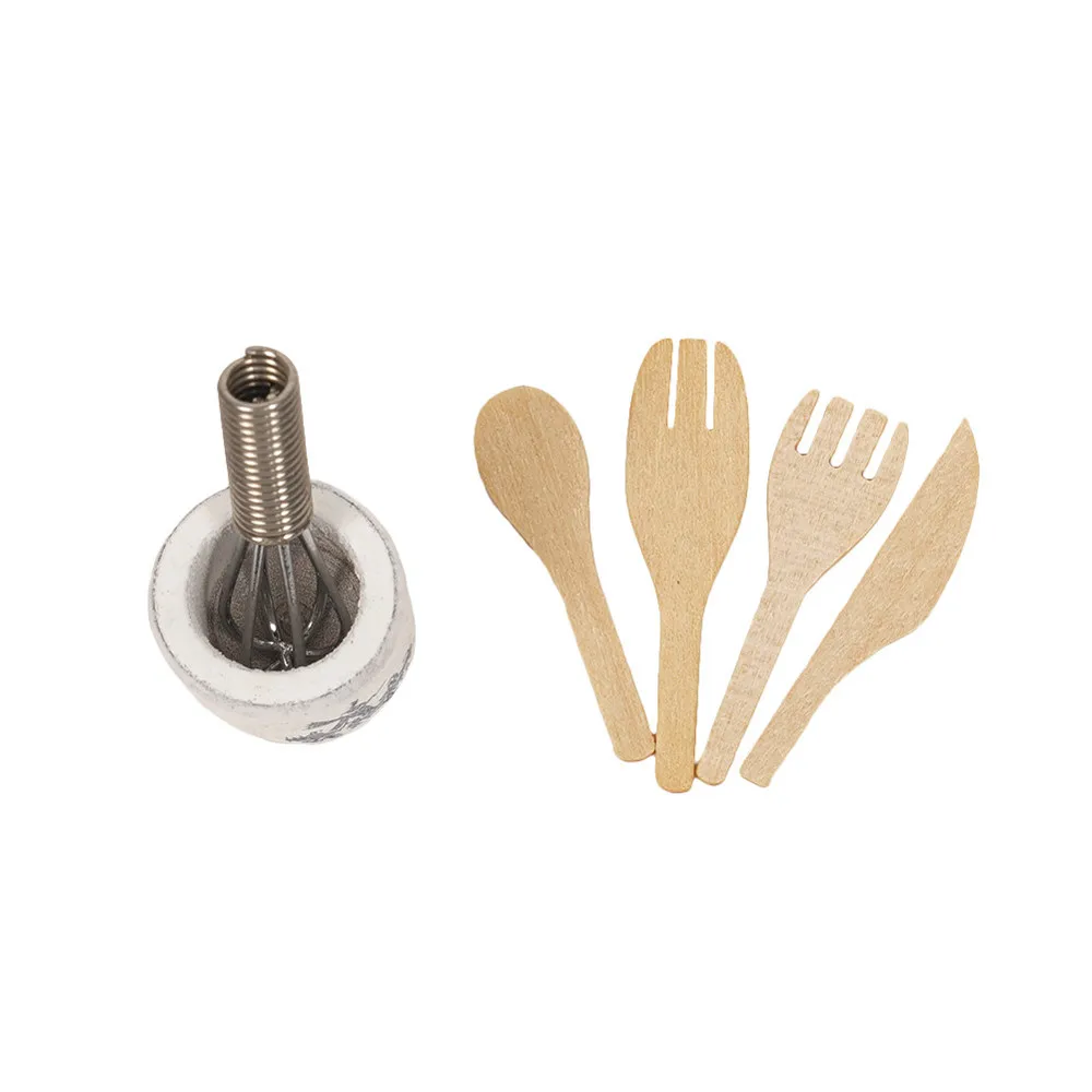 Wooden Kitchen Fork Metal Whisk Jar Set Dollhouse Miniatures 1:12 Accessories - £7.02 GBP+