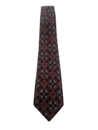 Primary image for Made For The Denver Tie In Italy Silk Geometric Pattern Red Blue 58”X4”