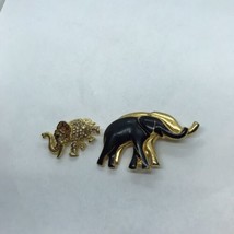 Vintage Elephant Pin Brooch Lot Gold Tone Enamel Rhinestone Trunk Up goo... - £14.00 GBP