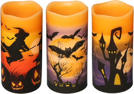 Flameless Flickering Candles Battery Operated with 6 Hour Timer, Set of 3 - £65.52 GBP