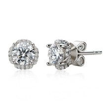 925 Sterling Silver Moissanite Jewelry 5.01.0Ct D Color Moissanite Diamond Stud  - £85.65 GBP