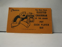 1985 Monopoly Board Game Piece: Chairman of the Board Chance Card - £0.58 GBP