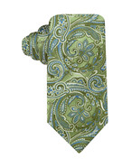 GEOFFREY BEENE Green Blue White Color Paisley Polyester Silk Blend Tie - £15.95 GBP