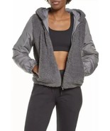 Zella Faux Shearling Bomber Jacket Size M Gray - $645.41 MXN