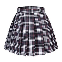 Girl&#39;s School Uniform Plaid Pleated Costumes Skirts (M, Dark Blue Mixed ... - $21.77