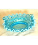 Fenton Blue Opalescent Art Glass Hobnail Ruffled Candy Dish - €16,86 EUR