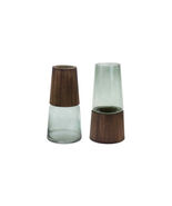 Tapered Glass Vase with Wood Accent (Set of 2) - 549185 - $2,330.57 MXN