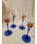  Avon Arcoroc France Cobalt Blue Glass Kente  Wine Glasses Set of 4 - $41.58