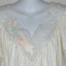 Vintage Val Mode Womens Ivory Night Gown Long V-Neck Short Sleeve Medium - £39.95 GBP