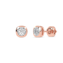 14k Rose Gold 0.2Ct TW Lab Created Round Diamond Solitaire Stud Earrings Women - £346.54 GBP