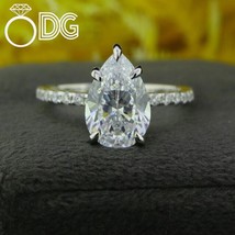 2 CT Pear-Cut Moissanite Hidden Halo Engagement Ring in S925 Sterling Si... - $3,734.05 MXN