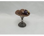 Dollhouse Miniature Sweet Romance Metal Flower Gem Hat On Stand - $59.39