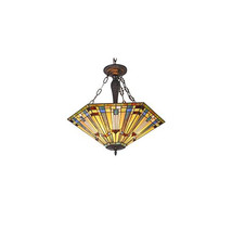Chloe Lighting Kinsey Tiffany-Style 3 Light Mission Large Inverted Ceili... - $254.36