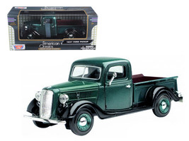 1937 Ford Pickup Truck Green Black 1/24 Diecast Car Motormax - £27.82 GBP