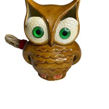 Vtg Groovy Green Eyes Ceramic Owl Bird Small Table Night Light Lamp 6.5” As Is - £38.44 GBP