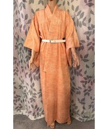 VINTAGE Visiting kimono with obijime belt, feather pattern, wide collar,... - $1,719.38 MXN