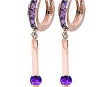 14k Rose Gold Huggie Earrings with Dangling Amethysts - $827.06 CAD+