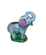Vintage Lusterware Ceramic Elephant Figurine Pincushion Trunk Up - $11.88