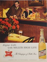 1963 Print Ad Miller High Life Beer Happy Men &amp; a Woman Drink Glasses of Beer - $20.68